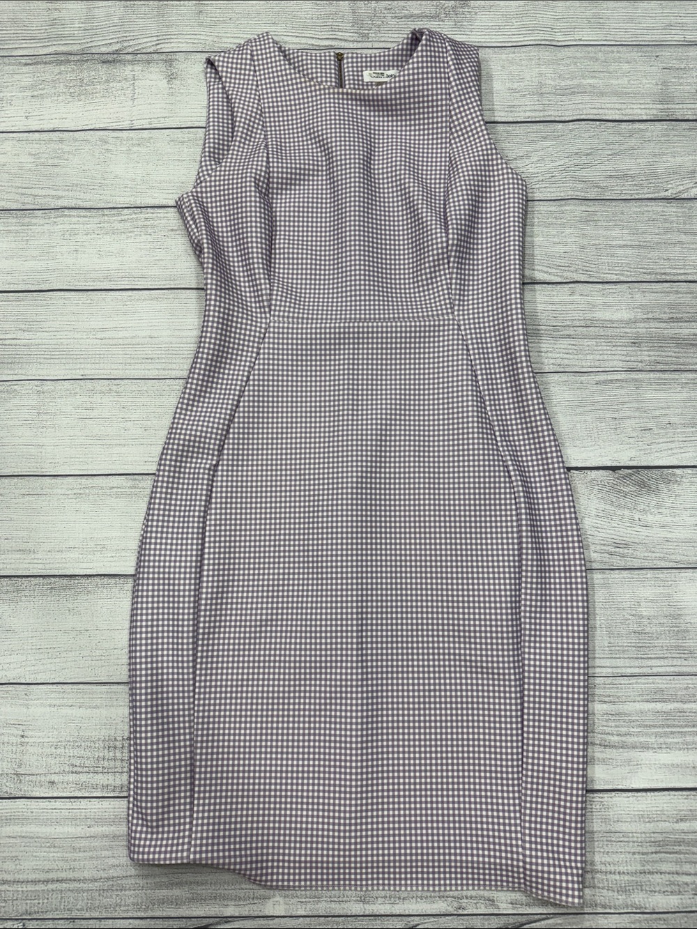 Calvin Klein Lavender Gingham Sleeveless Sheath Dress Size 12